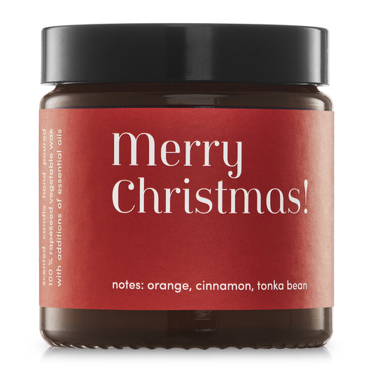 Merry Christmas "Orange & Cinnamon" scented candle 100% natural rapeseed wax 120g